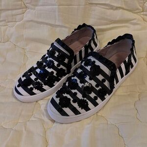 Black and White Striped Women's Shoes